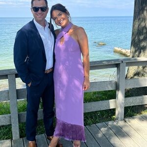 Jcrew lilac fringe midi